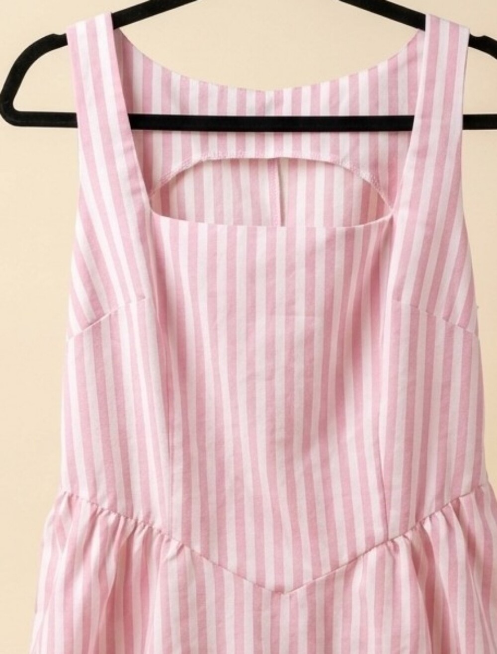 Vintage Style Pink & White Vertical Stripe A-Line Sundress - Picture 3 of 4